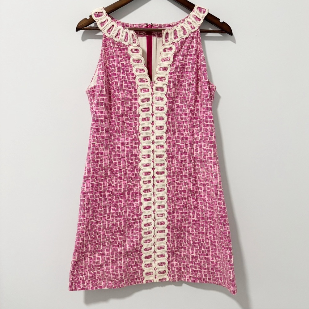 Lilly Pulitzer Pink Mini Dress with Cream Trim Detail